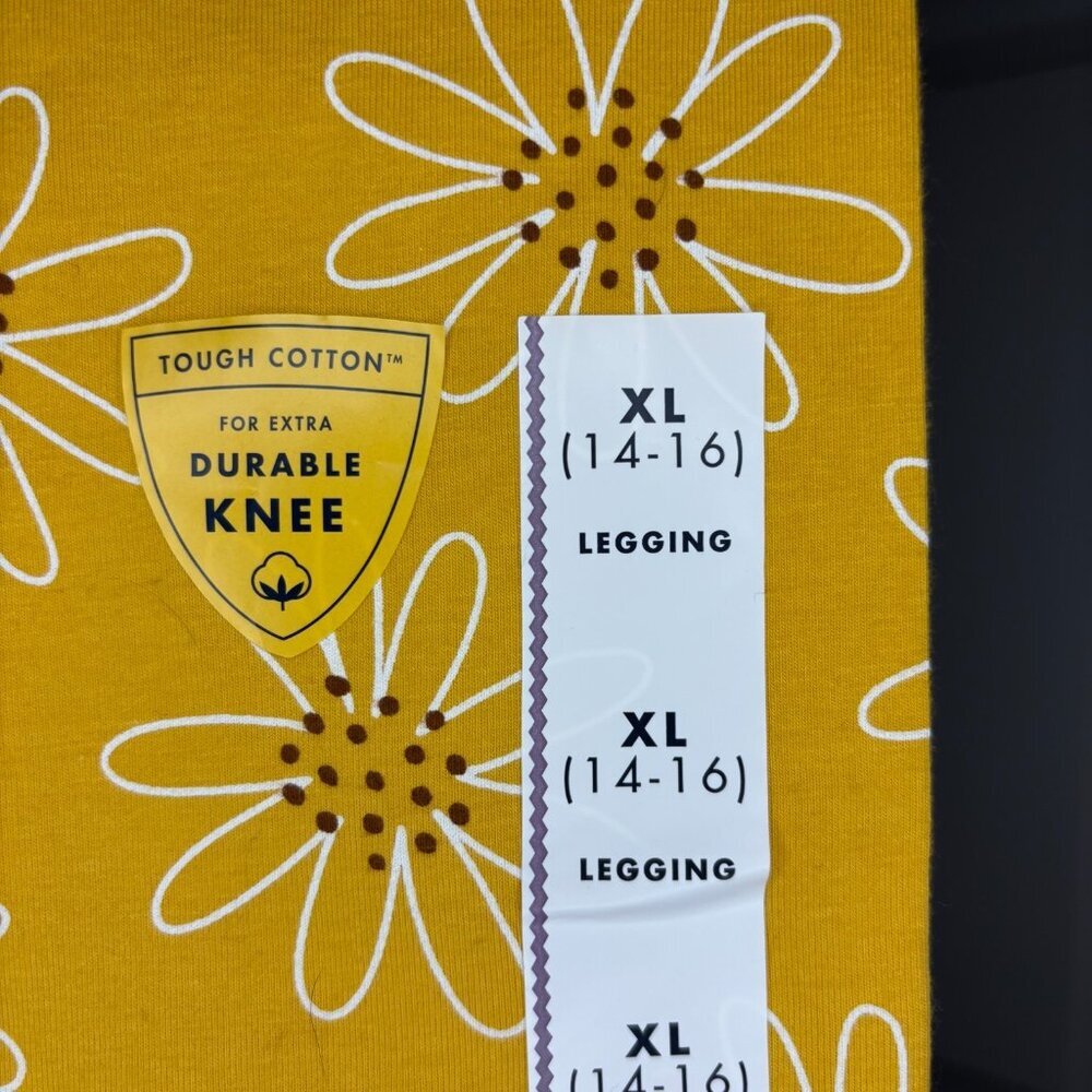 CAT & JACK NEW Legging Girls XL (14-16) Yellow Flower Stretch Cotton Spandex - Picture 4 of 6